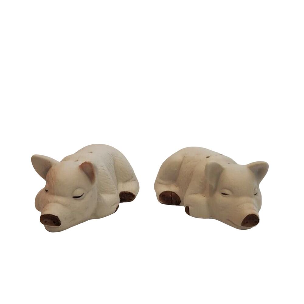 Artmark White Ceramic Laying Down Sleeping Pigs Salt and Pepper Shakers Vintage